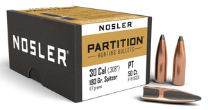 Nosler Partition, Nos 16331 Partition 30 180 Sptzr 50 Nosler Partition, Nos 16331 Partition 30 180 Sptzr 50