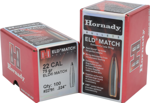 Hornady Eld Match, Horn 22791 Bull .224 75 Eld-m 100/25 Hornady Eld Match, Horn 22791 Bull .224 75 Eld-m 100/25
