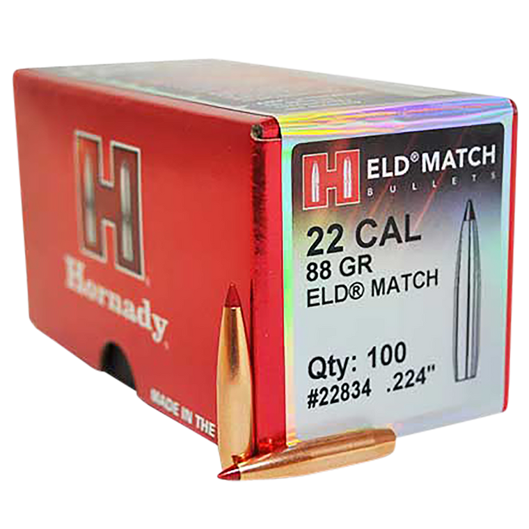 Hornady Eld Match, Horn 22834  Bull .224  88 Eld-m             100/25