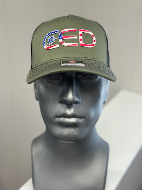 Richardson Loden/Black Silicone CED Flag Trucker