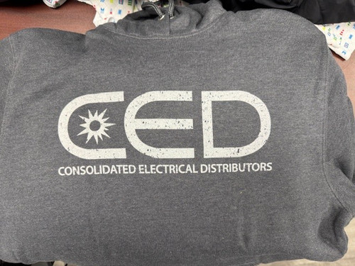 CED Port Authority Dark Grey Heather Hooded Sweatshirt