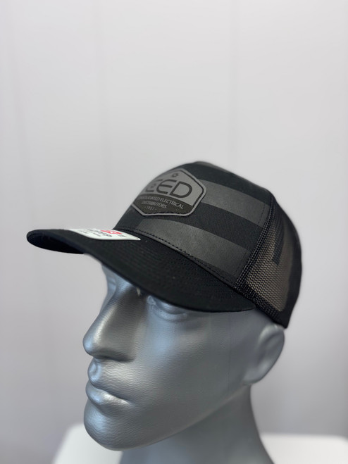 CED Richardson 112PFP Black Tonal Stars & Stripes Faux Leather Patch Hat