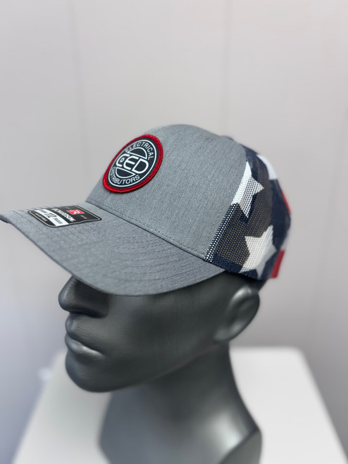 CED Richardson 112PM Heather Grey/ Stars & Stripes Patch Hat