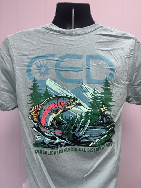 CED Bella Canvas Dusty Blue Fly Fishing T-Shirt