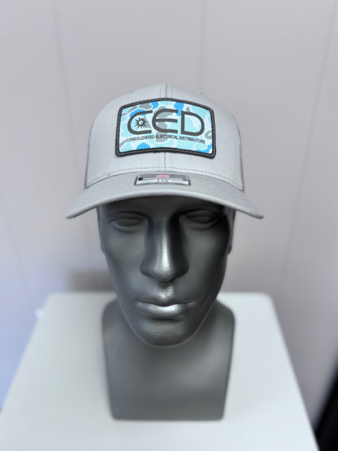 NEW! CED Richardson 112 Solid Light Grey Saltwater Camo Patch Trucker