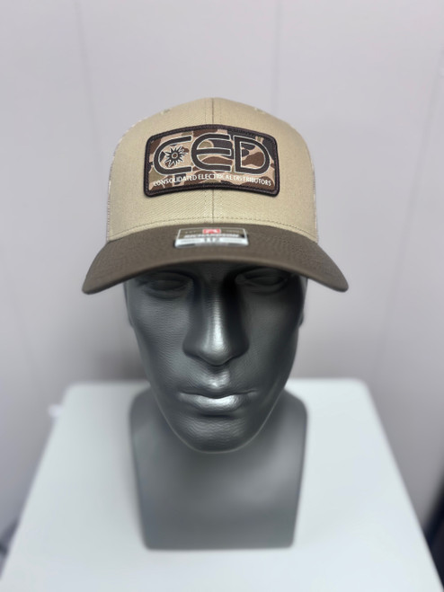 NEW! CED Richardson 112 Khaki/Chocolate Chip Bark Camo Patch Hat