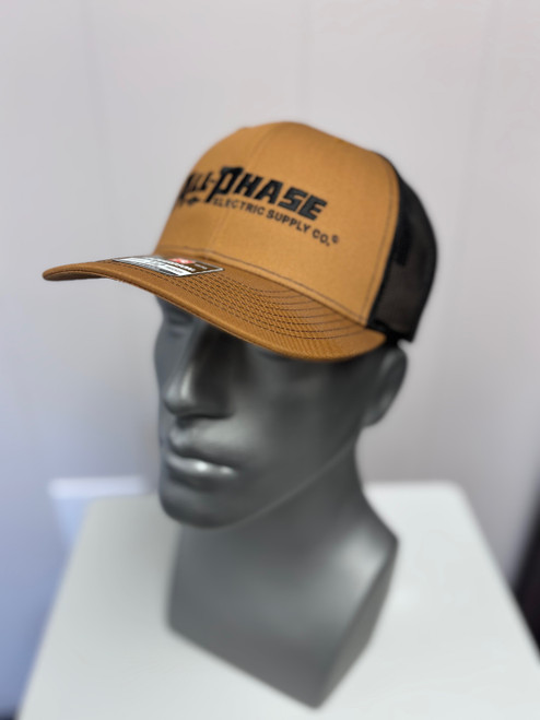 NEW! All-Phase Richardson 112 Split Caramel/Black Embroidered Trucker