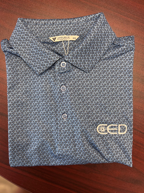CED Levelwear Ice/Navy Wildflower Performance Polo