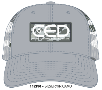 CED Richardson 112PM Split Silver/Grey Camo Blizzard Patch Trucker