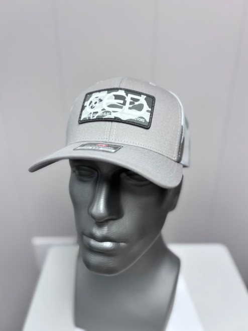 CED Richardson 112PM Split Silver/Grey Camo Blizzard Patch Trucker