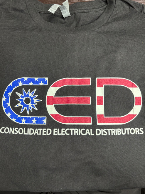CED Next Level Black Horiz Flag Print T-Shirt