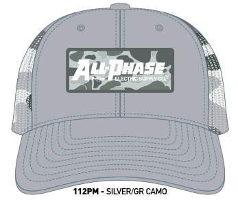 NEW! All-Phase Richardson 112PM Split Silver/Grey Camo Blizzard Patch Trucker