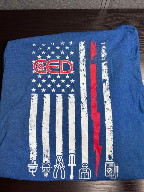 CED Next Level Heather Cool Blue Tools Flag Back T-Shirt