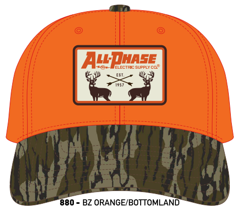 All-Phase Richardson 880 Blaze Orange/Bottomland Camo Patch Hat