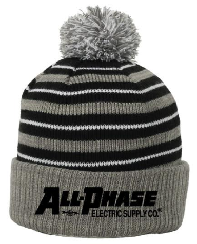 All-Phase RP-100 Black/Grey/White Removable Pom-Pom Beanie