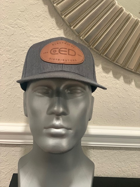 NEW! CED OC871 Heather Charcoal Leather Oval Patch Trucker
