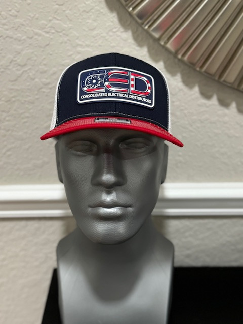 CED Flag Richardson 112 Navy/White/Red Rubber Patch Trucker