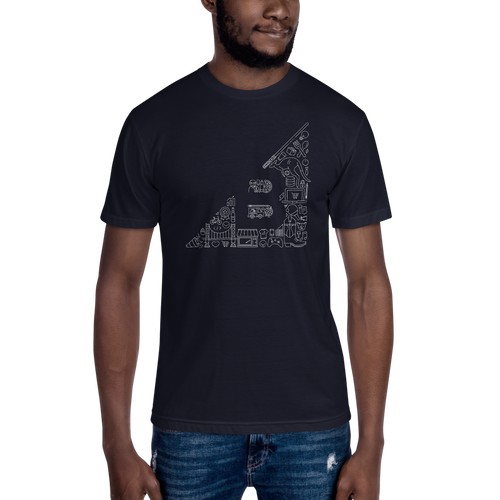 BMark Unisex Tee with front view, on a large model.