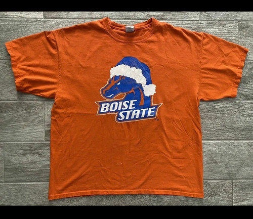 Boise State University Broncos Christmas Hat Logo Vintage T-Shirt Orange Size XL