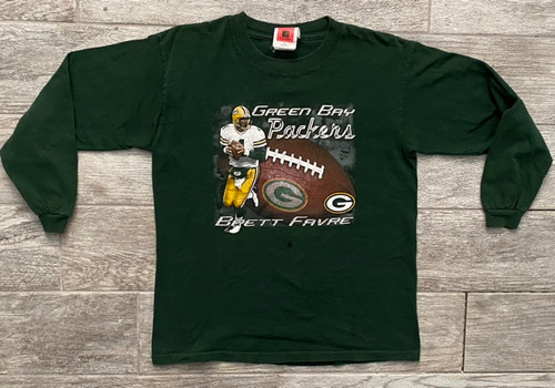 Vintage Brett Farve Green Bay Packers Green Shirt- Size Youth XL (Adult S/M))
