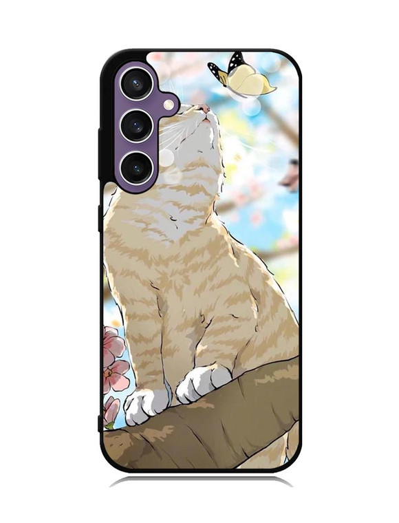 Cat and Butterfly Cartoon Samsung Galaxy S23 FE 5G Case OV11191