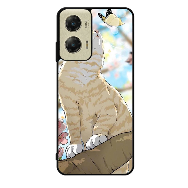 Cat and Butterfly Cartoon Motorola Moto G Stylus 5G 2024 Case OV11191