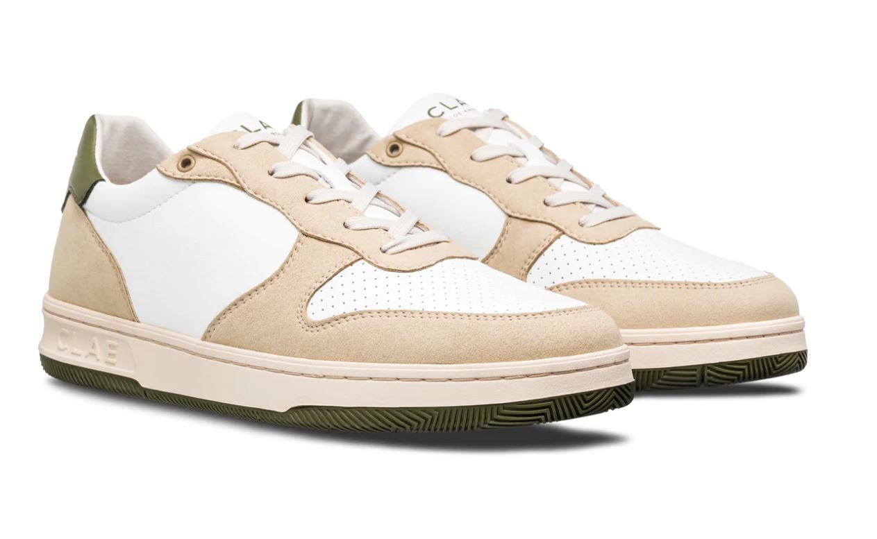 Ladies Clae Vanilla/White/Olive Vegan Malone Trainer
