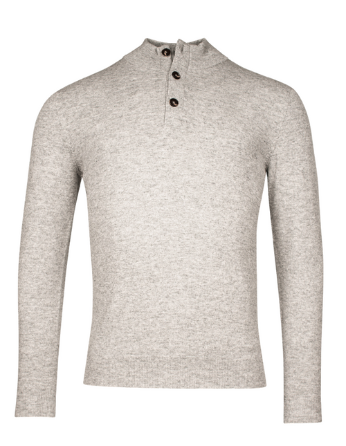 Thomas Maine Light Grey Cashmere/Wool Mix 1/2 Zip/Button Pullover