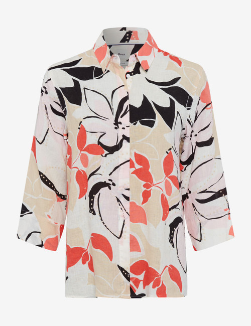 Brax Vicki Print Watermelon Linen Shirt