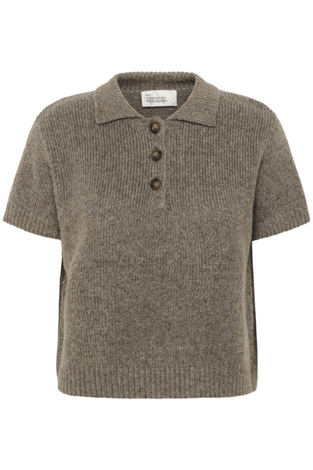 MEW Paloma Brown Melange Short Sleeve Knit Polo