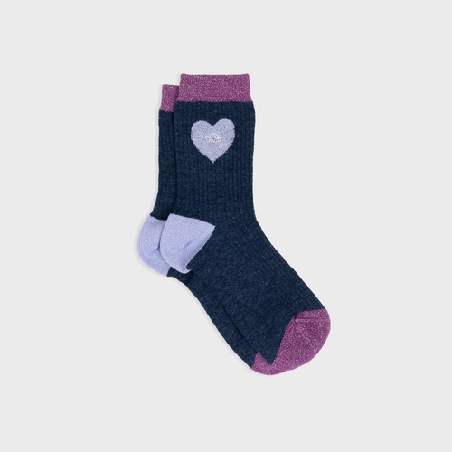 Billybelt Ladies Navy/Lilac Heart Socks