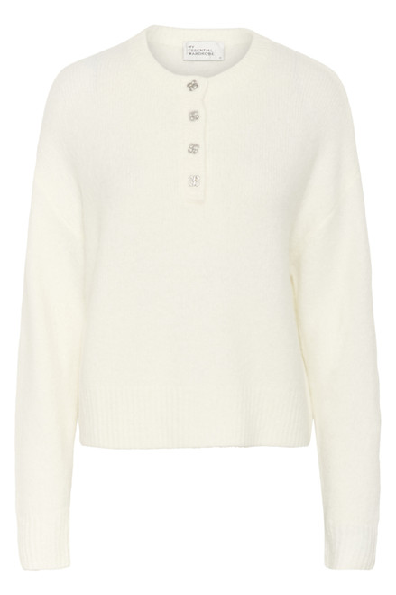 MEW Ellie Snow White 1/2 Buttoned Knitted Pullover