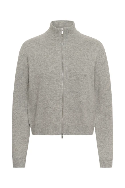 MEW Tracy Light Grey Melange Zip Cardigan