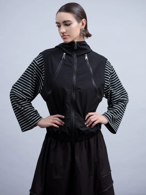 Haako Black Hooded Zip Waistcoat