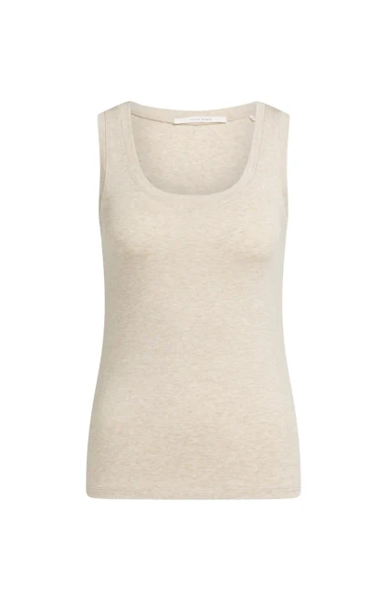 YAYA Grey Melange Ribbed Vest Top