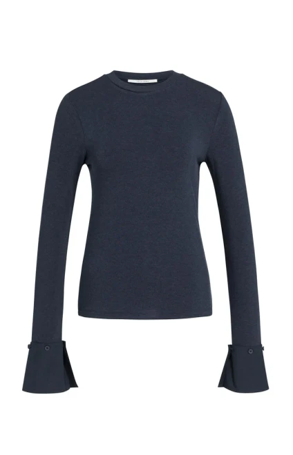 YAYA Navy Jersey Top with Removable Cuffs