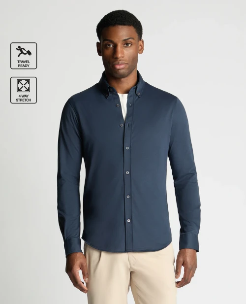 Remus Uomo Navy Stretch Cotton Shirt