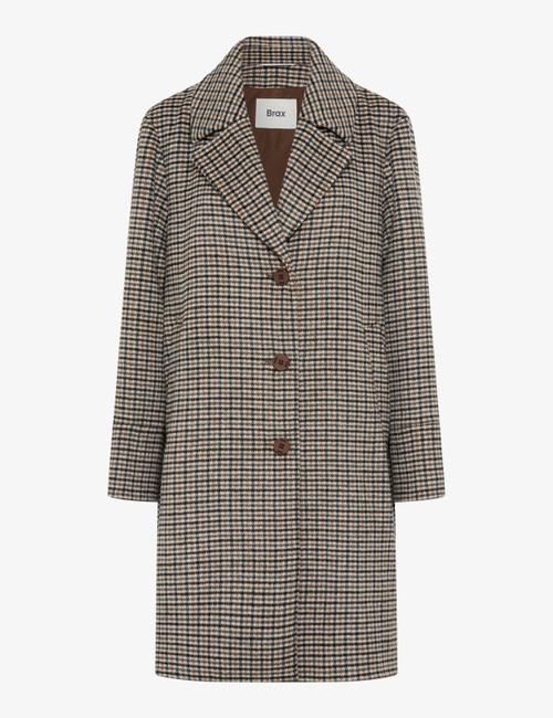 Brax Pearl Wool Blend Check Coat
