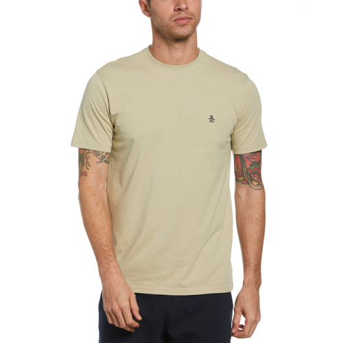 PENGUIN EMBROIDERED LOGO T-SHIRT IN MOSS GREY