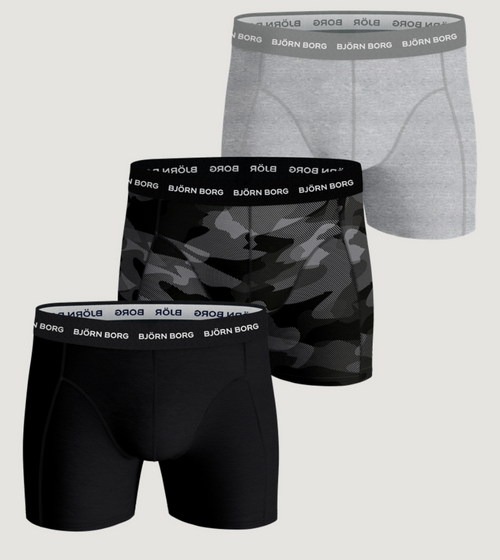 Bjorn Borg (Black, Melange, Print) Essential 3 Pack Boxers