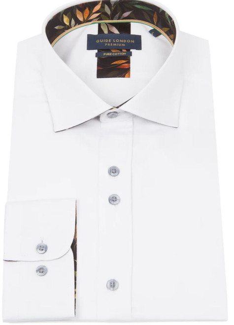 Guide London White Leaf Collar Shirt