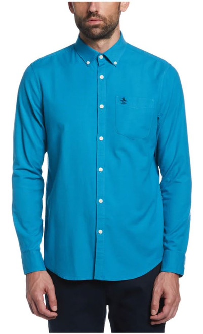 Penguin Eco Stretch Oxford Shirt in Mosaic Blue