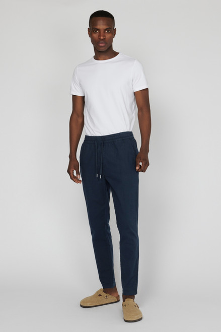 Matinique Barton Dark Navy Linen/Cotton Mix Trousers