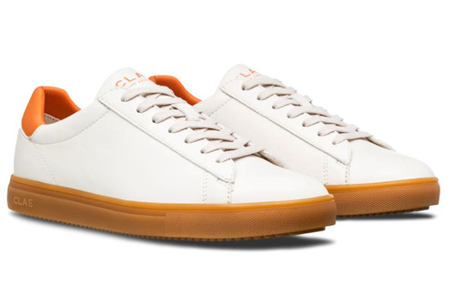 Ladies Clae White Tangerine Bradley Vegan Sneaker