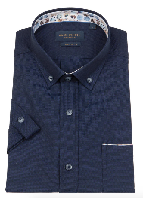 Guide Navy Pocket/Button Down Collar Short Sleeve Shirt