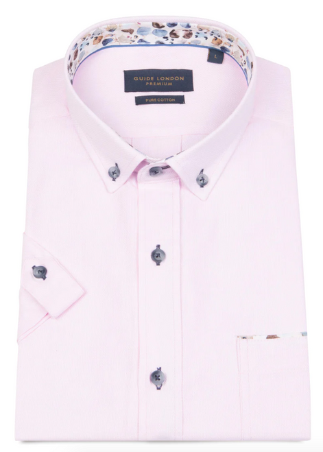 Guide Pink Pocket/Button Down Collar Short Sleeve Shirt