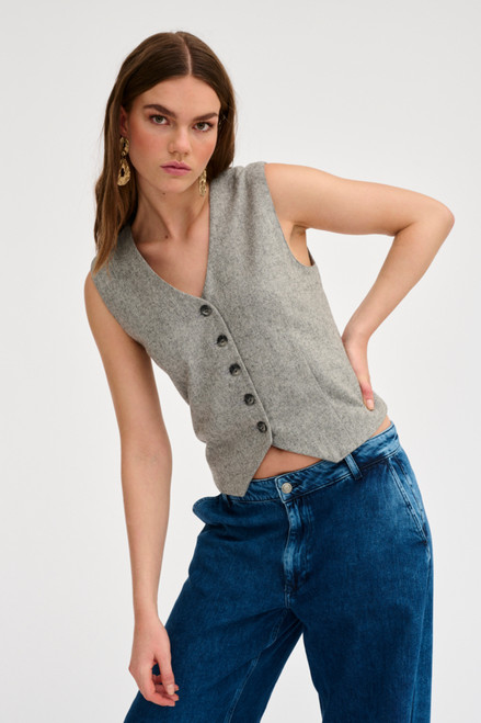 MEW Lukas Iron Grey Wool Mix Waistcoat