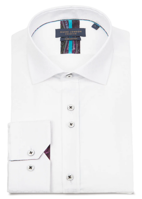 Guide White Plain But Not Plain Shirt