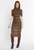 Ana Alcazar Sumia Green/Bordeaux Short Sleeve & Belt Midi Dress