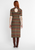 Ana Alcazar Sumia Green/Bordeaux Short Sleeve & Belt Midi Dress